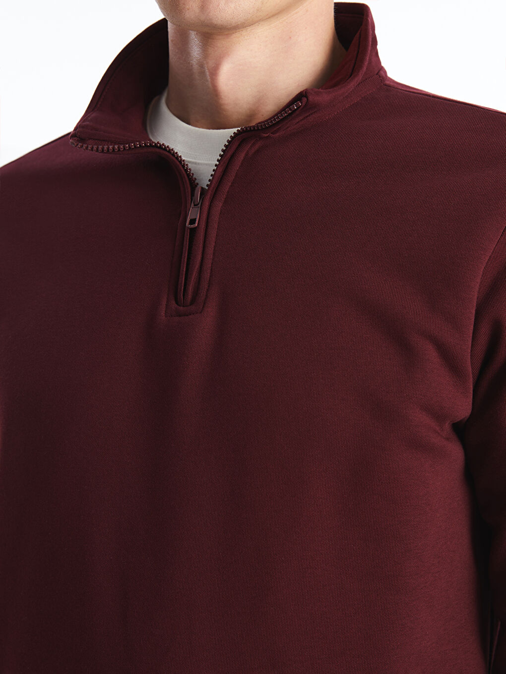 LCWAIKIKI Classic Bordo Dik Yaka Uzun Kollu Erkek Kalın Sweatshirt - 2