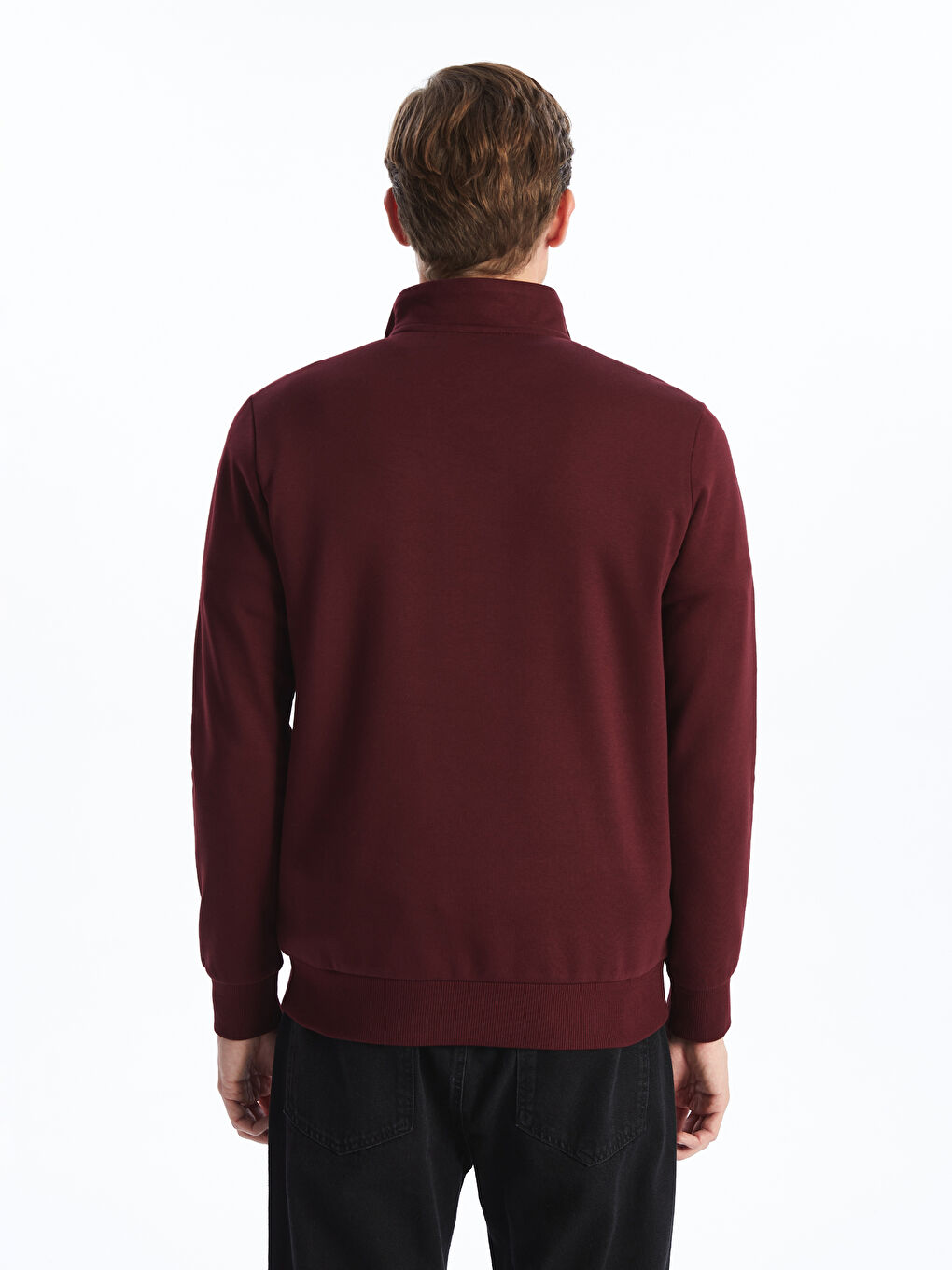 LCWAIKIKI Classic Bordo Dik Yaka Uzun Kollu Erkek Kalın Sweatshirt - 3