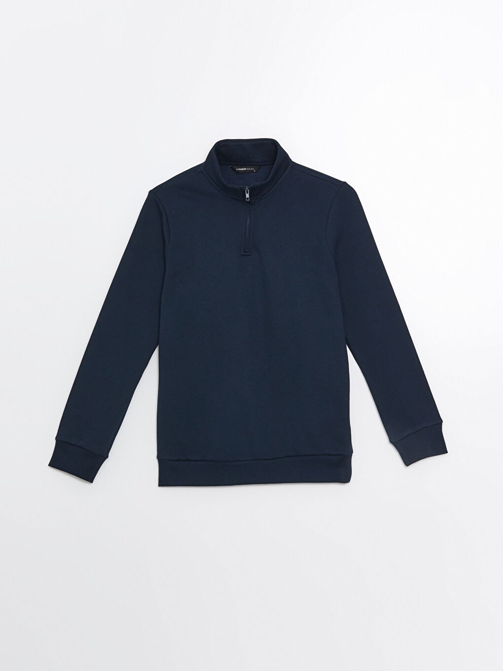 Lacivert Dik Yaka Uzun Kollu Erkek Kalın Sweatshirt-5