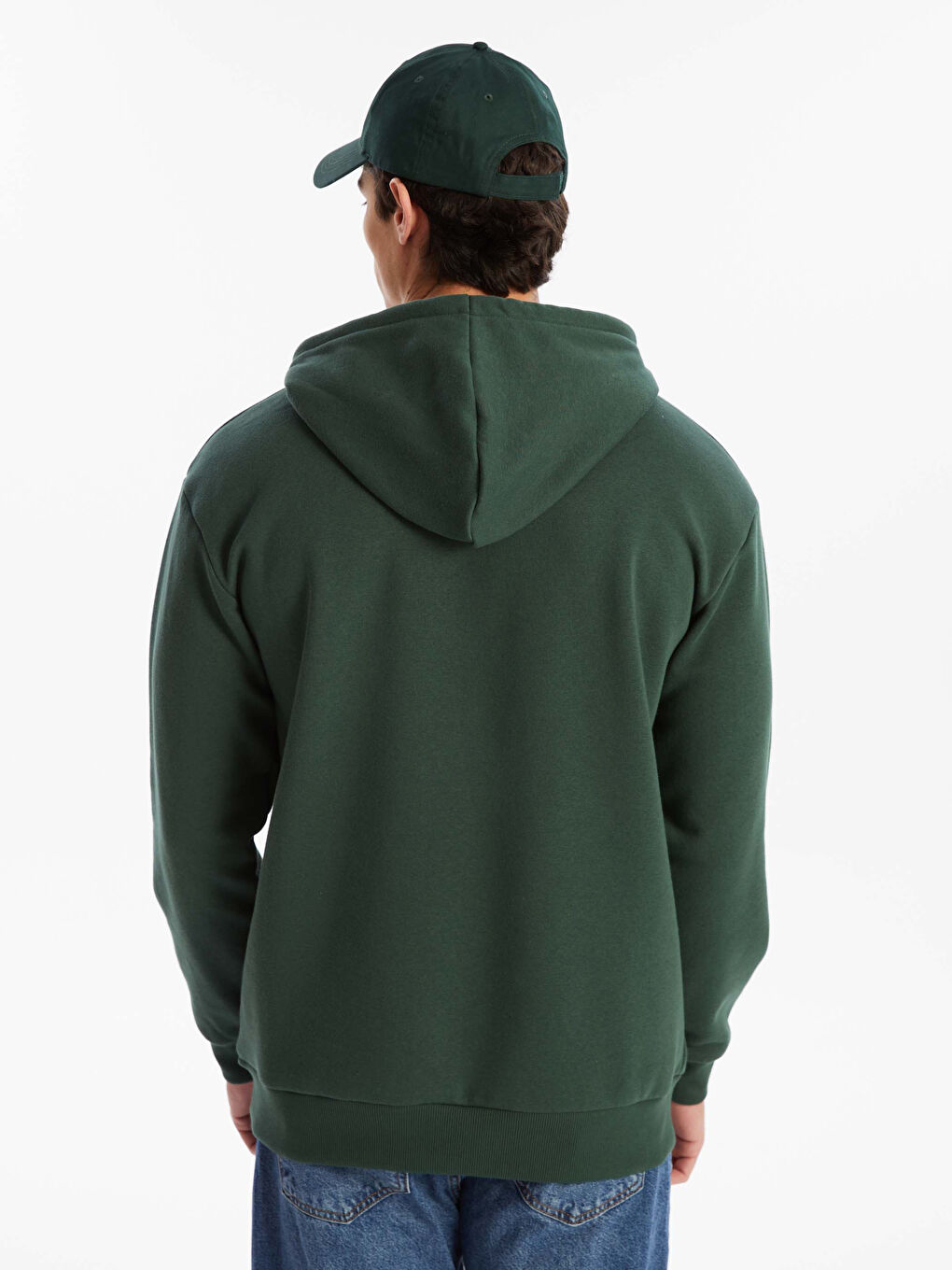 LCW Casual Koyu Yeşil Uzun Kollu Nakışlı Erkek Hoodie - 4