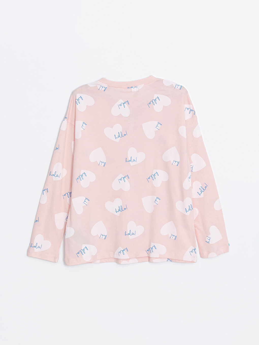 Pembe Bisiklet Yaka Kız Çocuk Pijama Üst-1