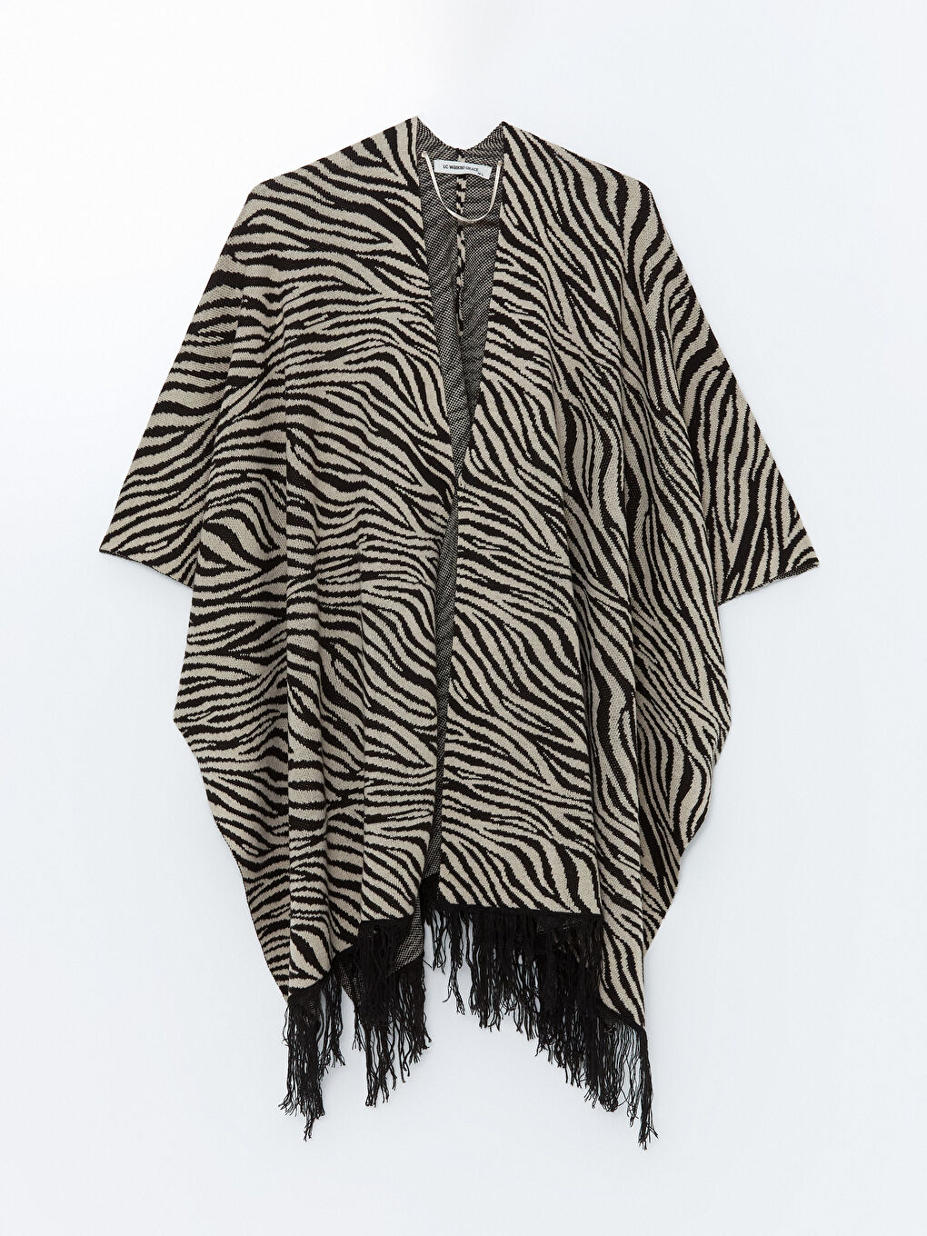 LCW Grace Shawl Collar Patterned Oversize Women's Knitwear Poncho -W42552Z8-MHJ