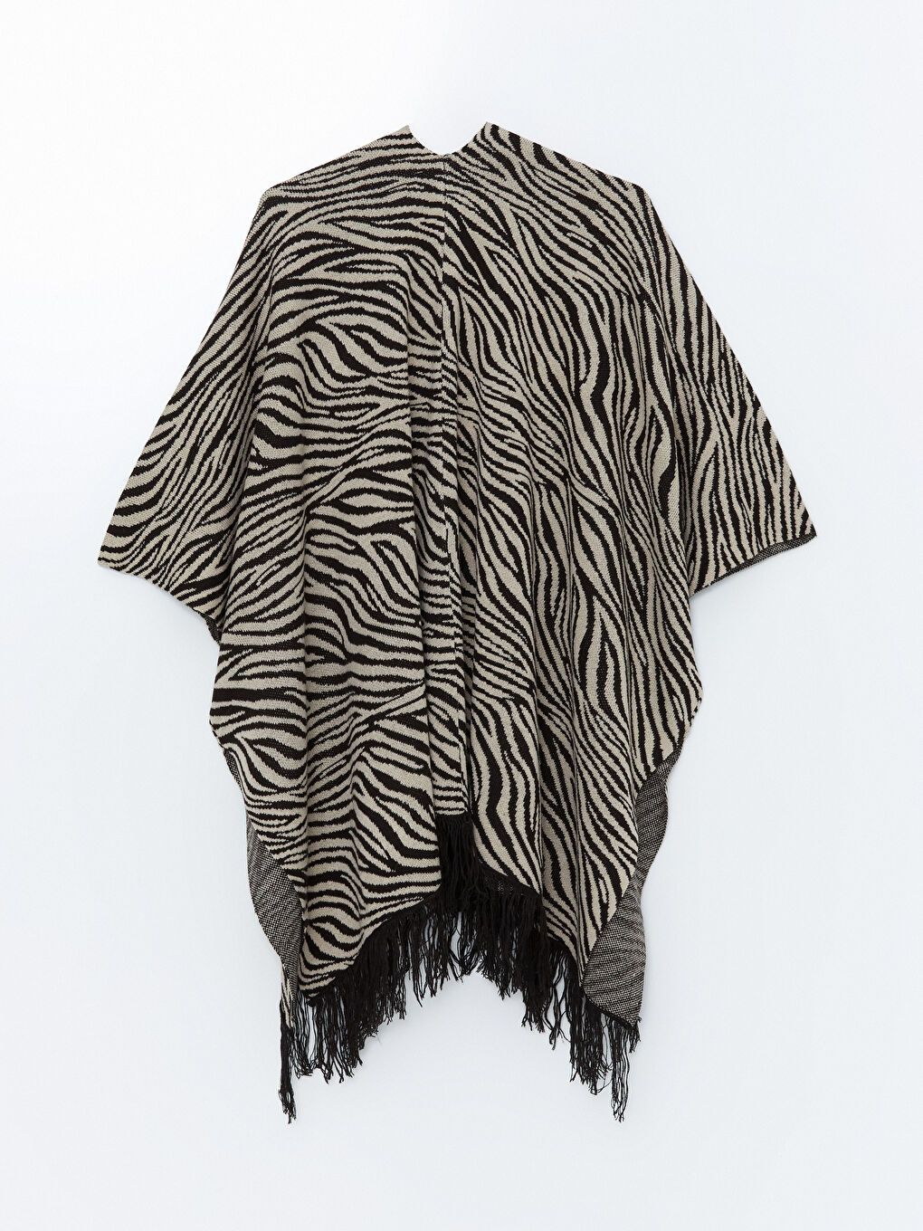 LCW Grace Shawl Collar Patterned Oversize Women's Knitwear Poncho -W42552Z8-MHJ