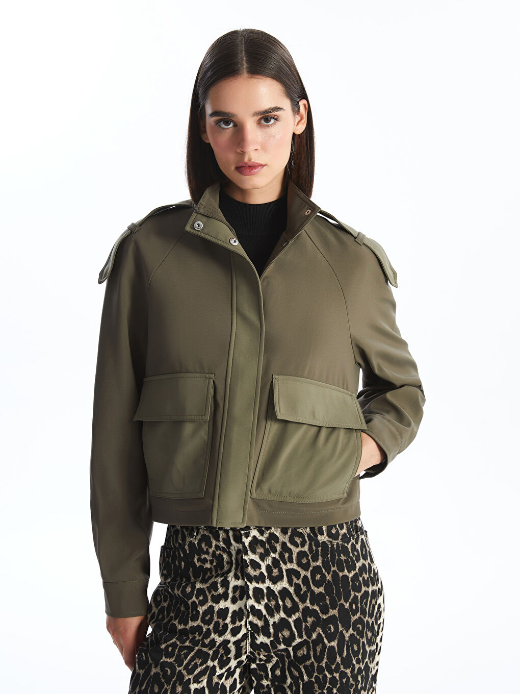 Women's Funnel Neck Plain Coat