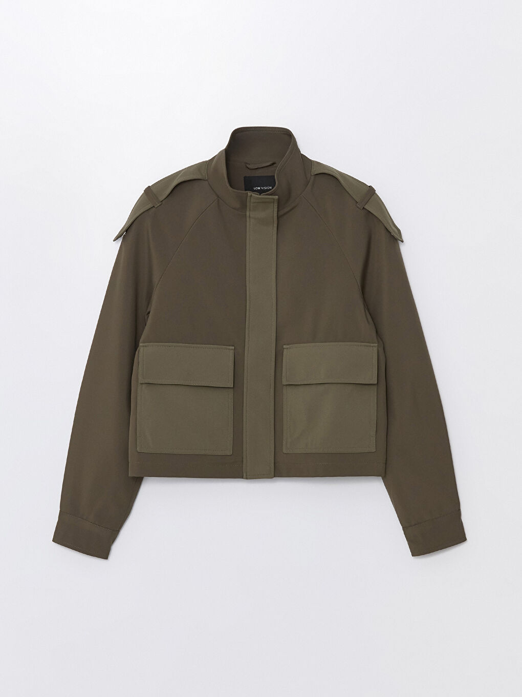 Women's Funnel Neck Plain Coat-5