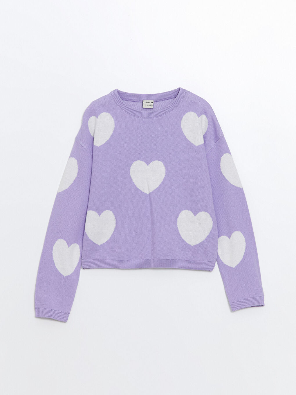 LCW Kids Crew Neck Patterned Long Sleeve Crop Girls' Knitwear Sweater -W42622Z4-MKY
