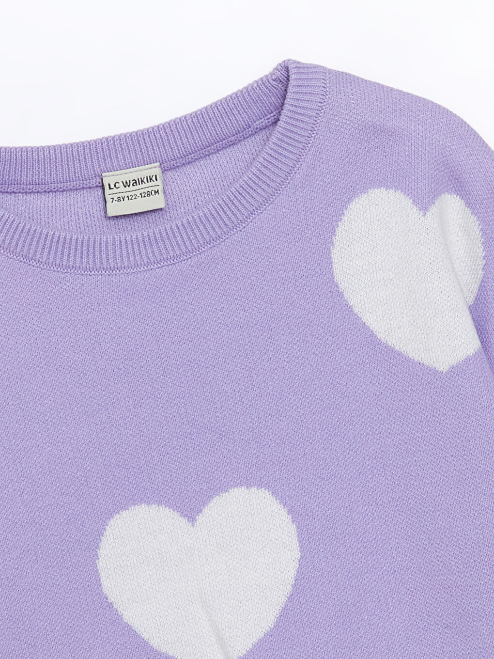 LCW Kids Crew Neck Patterned Long Sleeve Crop Girls' Knitwear Sweater -W42622Z4-MKY