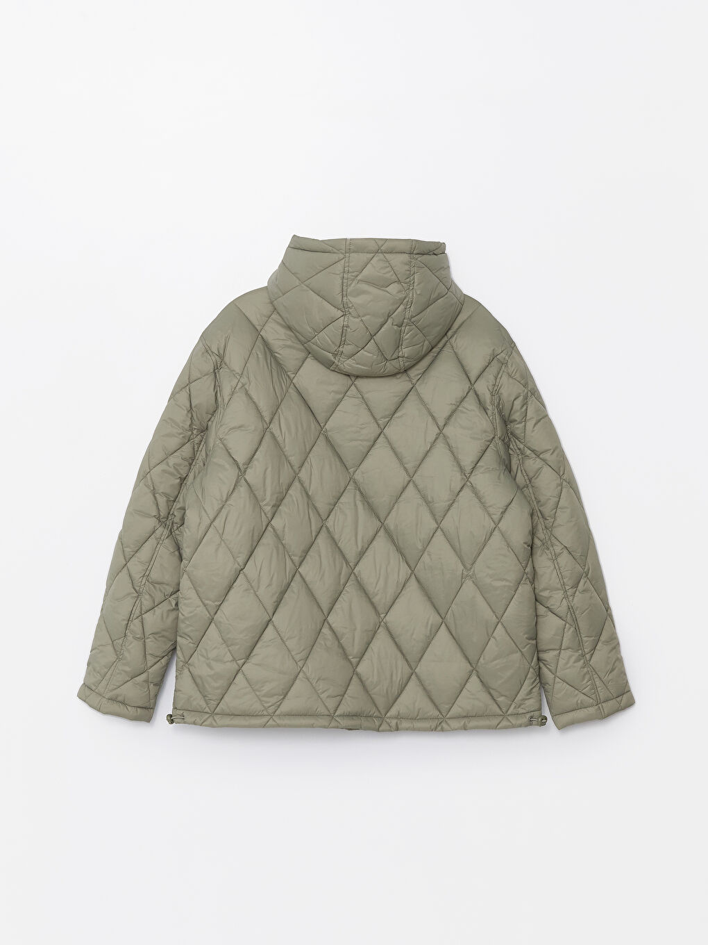 Haki Kapüşonlu Kapitone Oversize Kadın Şişme Mont-7