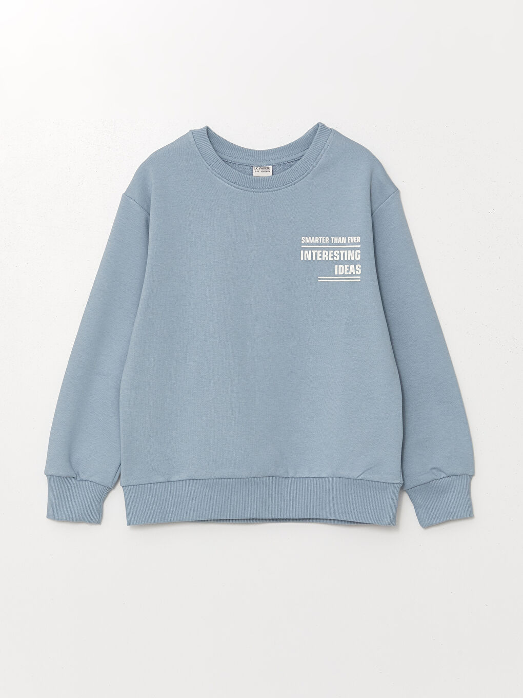 LCW Kids Açık Mavi Bisiklet Yaka Baskılı Uzun Kollu Erkek Çocuk Sweatshirt