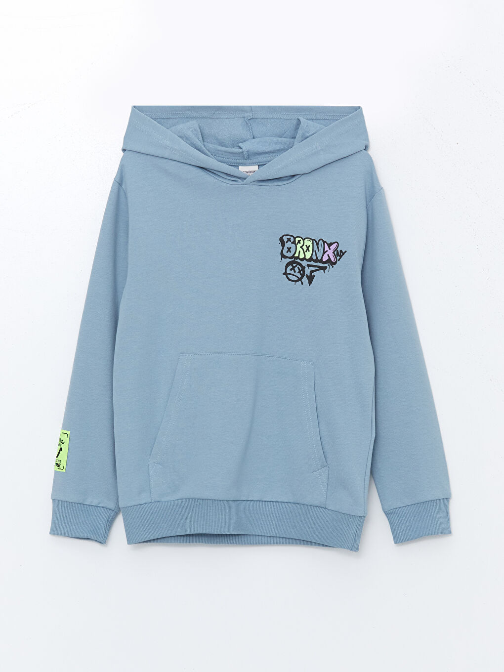 LCW Kids Açık Mavi Kapüşonlu Baskılı Uzun Kollu Erkek Çocuk Sweatshirt - 1