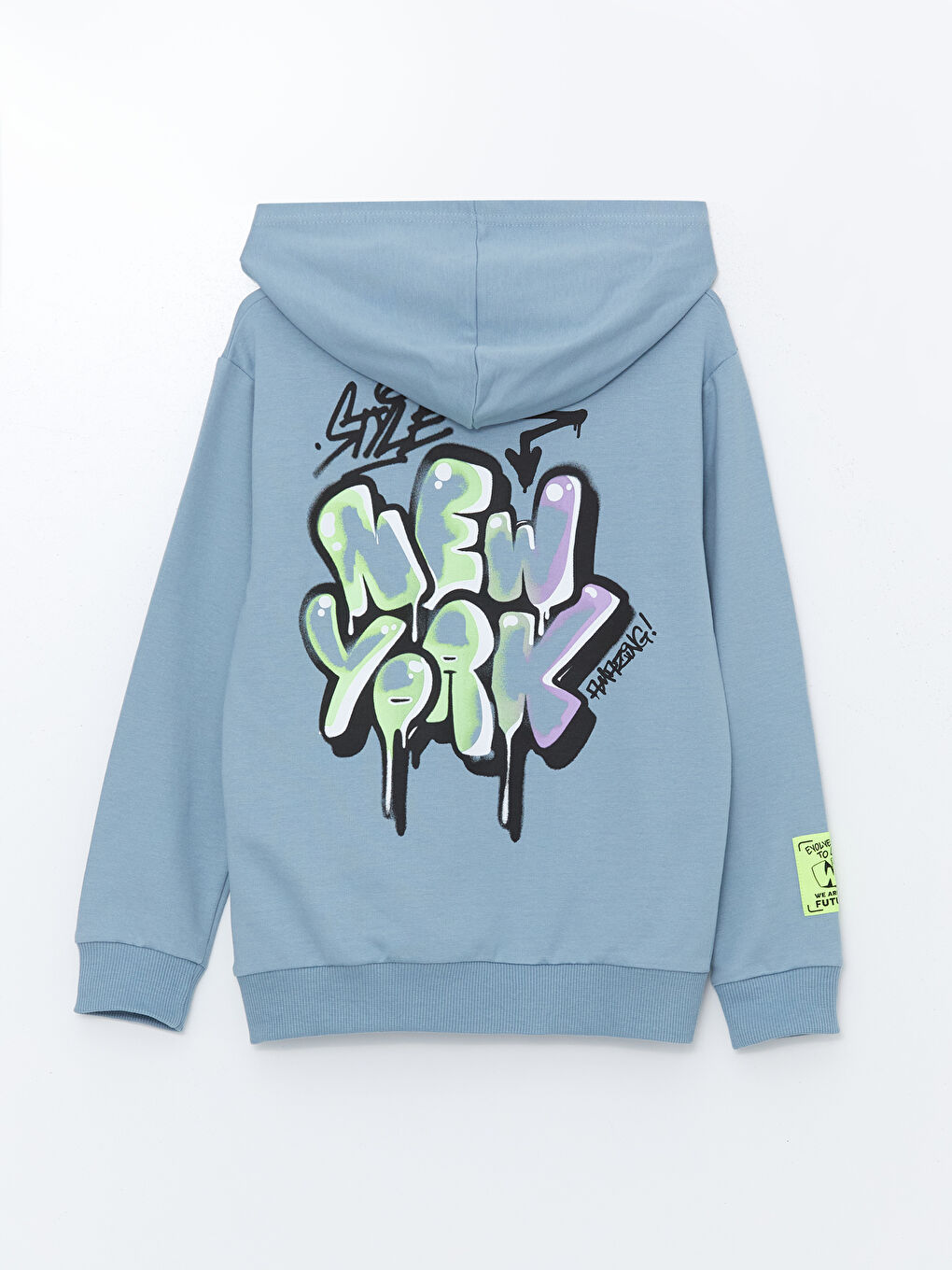 LCW Kids Açık Mavi Kapüşonlu Baskılı Uzun Kollu Erkek Çocuk Sweatshirt - 2