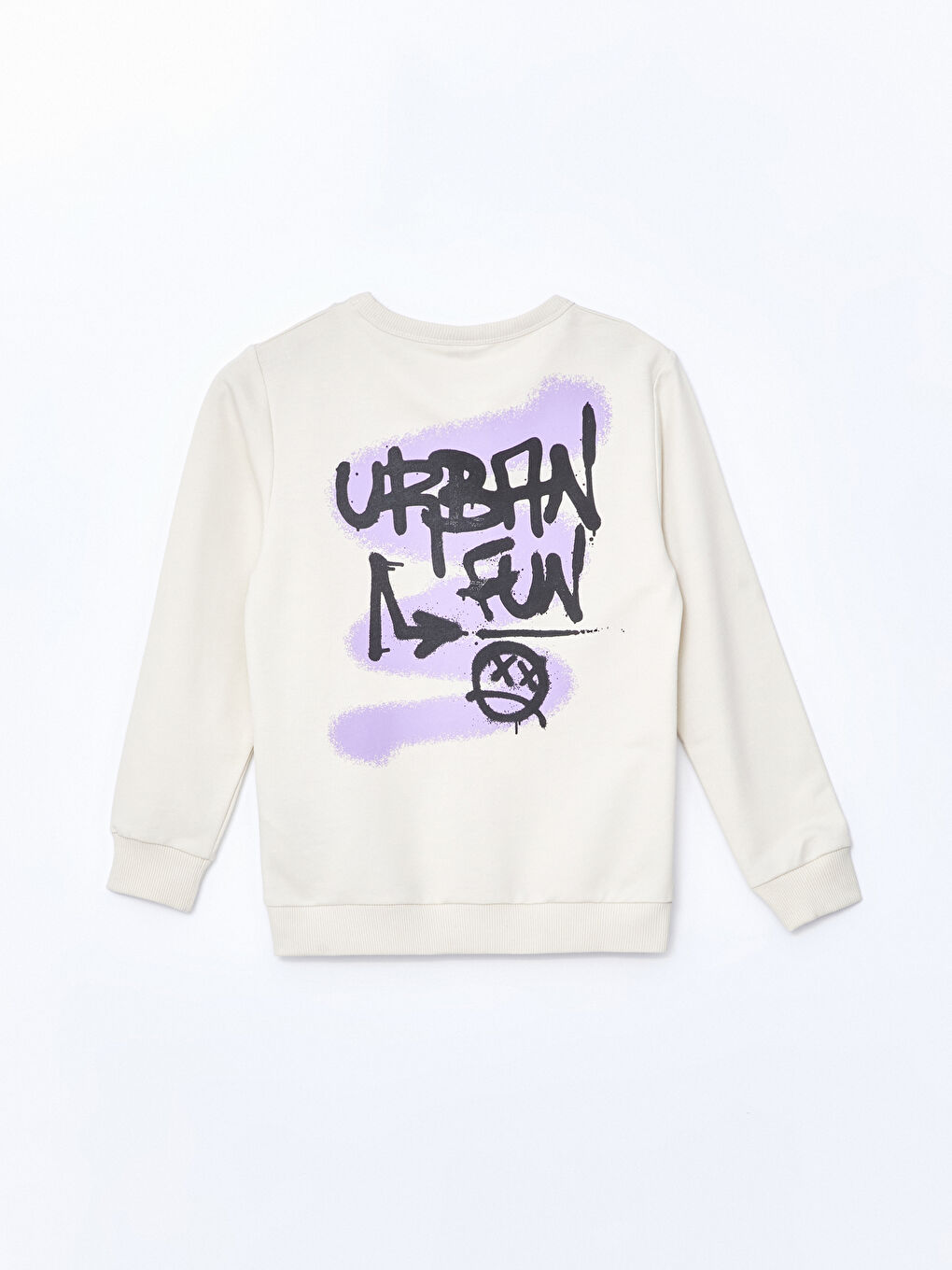 LCW Kids Açık Bej Bisiklet Yaka Baskılı Uzun Kollu Erkek Çocuk Sweatshirt - 3