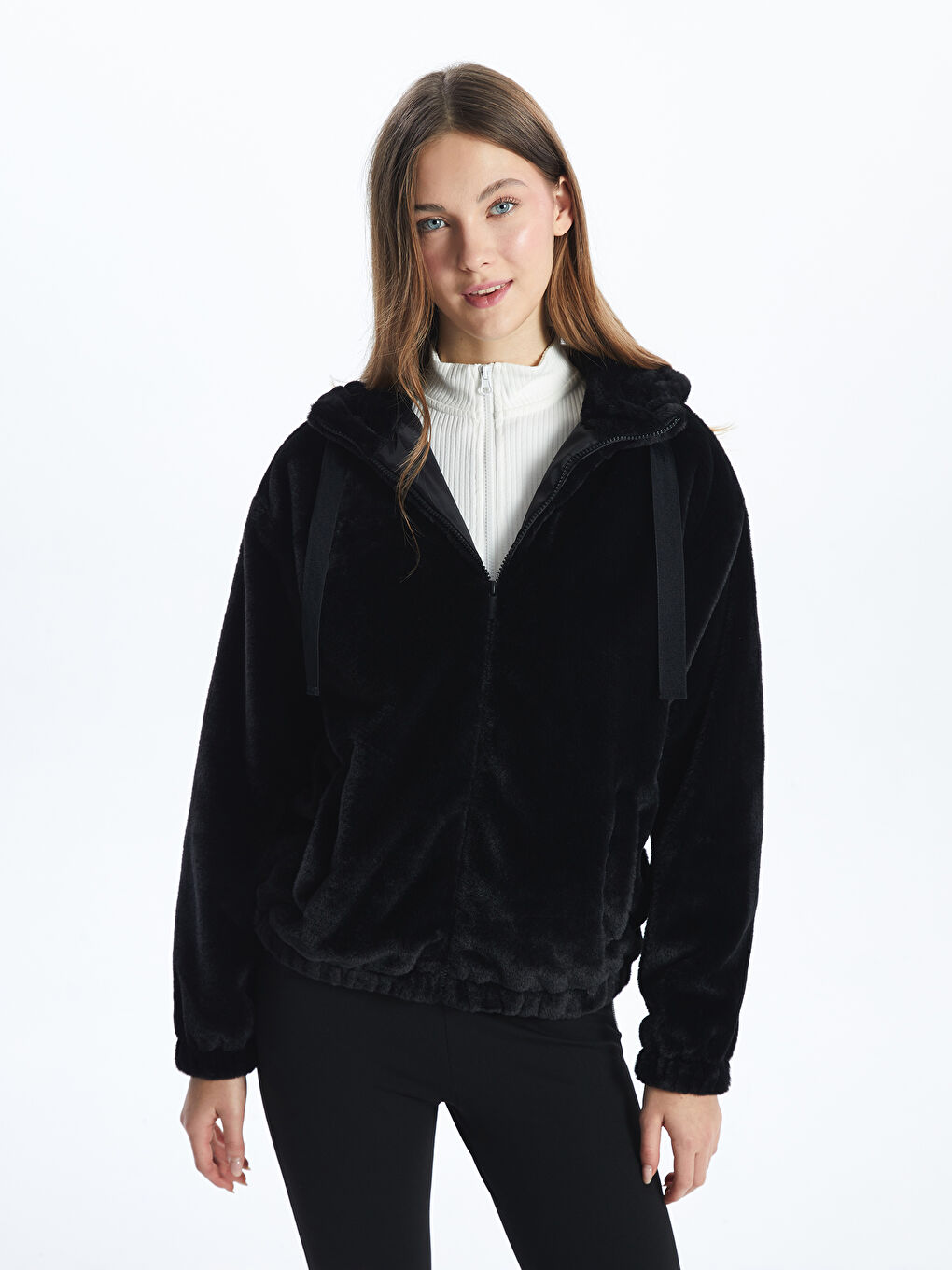 Hooded Oversize Women's Plush Coat