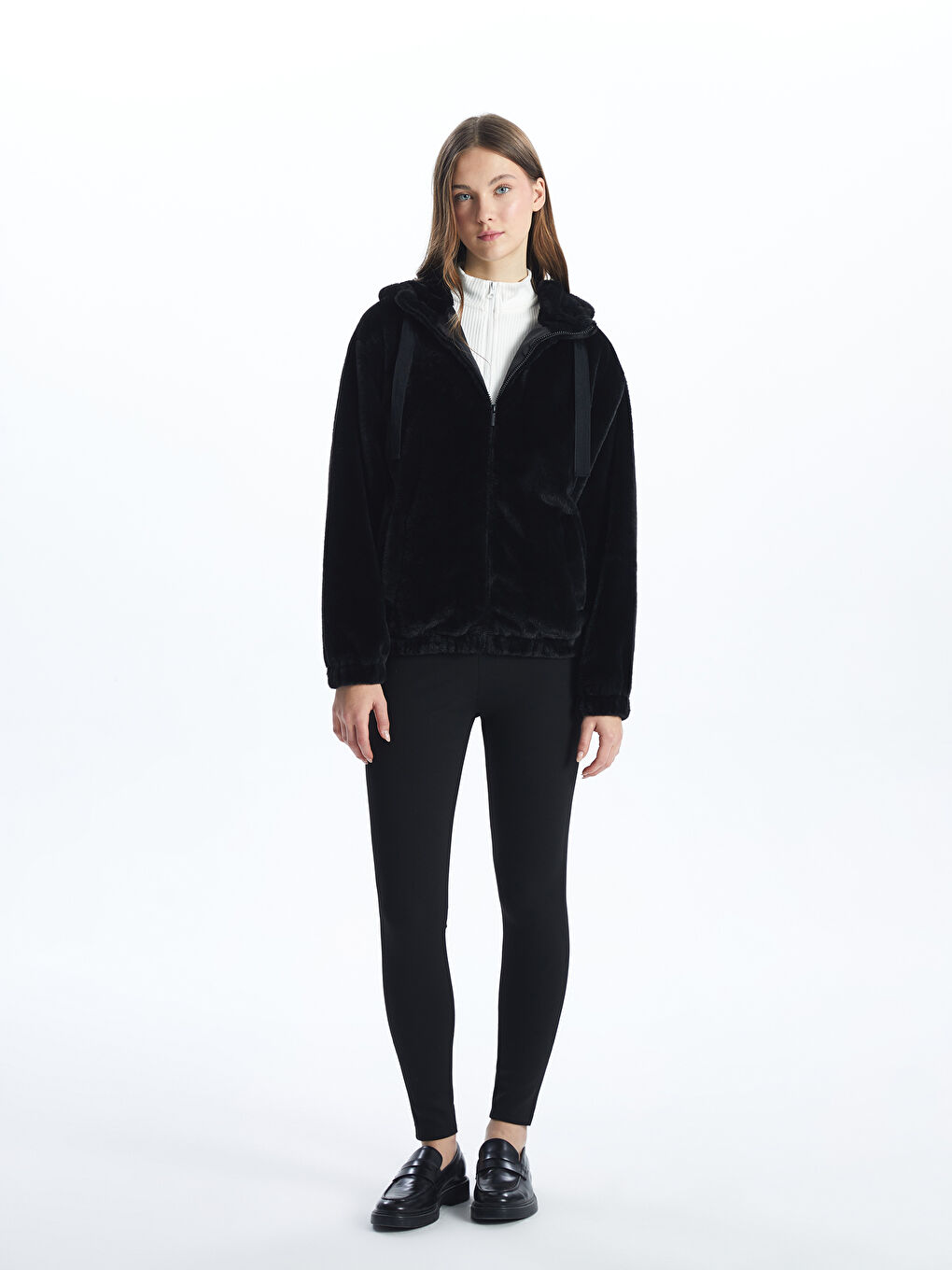 Hooded Oversize Women's Plush Coat-1