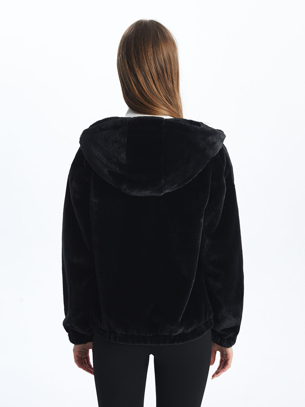 Hooded Oversize Women's Plush Coat-4