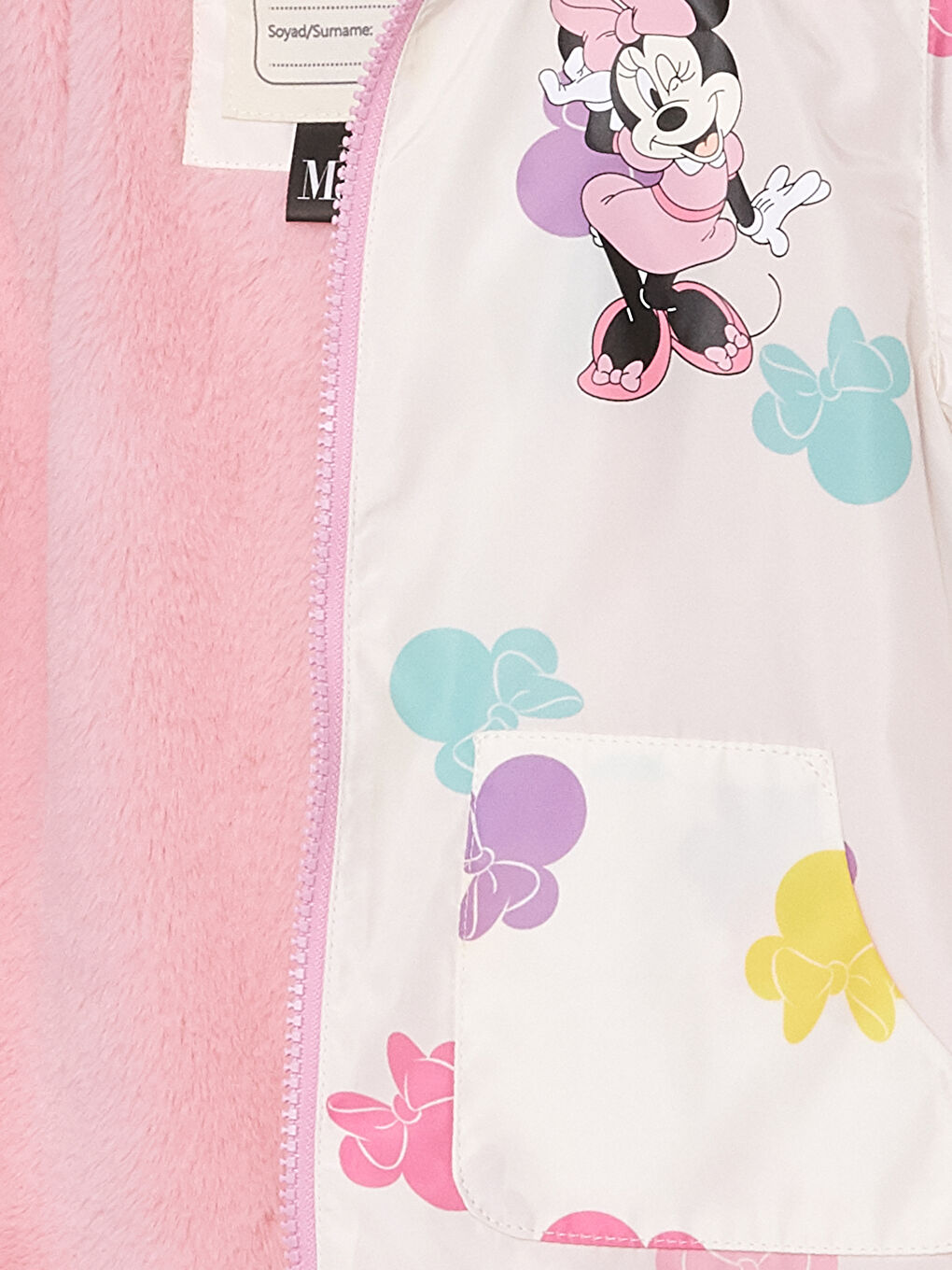 LCW Kids Ekru Baskılı Kapüşonlu Minnie Mouse Baskılı Kız Çocuk  Mont - 1