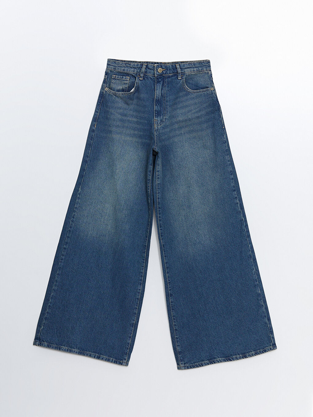 LCW Jeans Orta Ton İndigo Rodeo Wideleg Kadın Jean Pantolon - 4