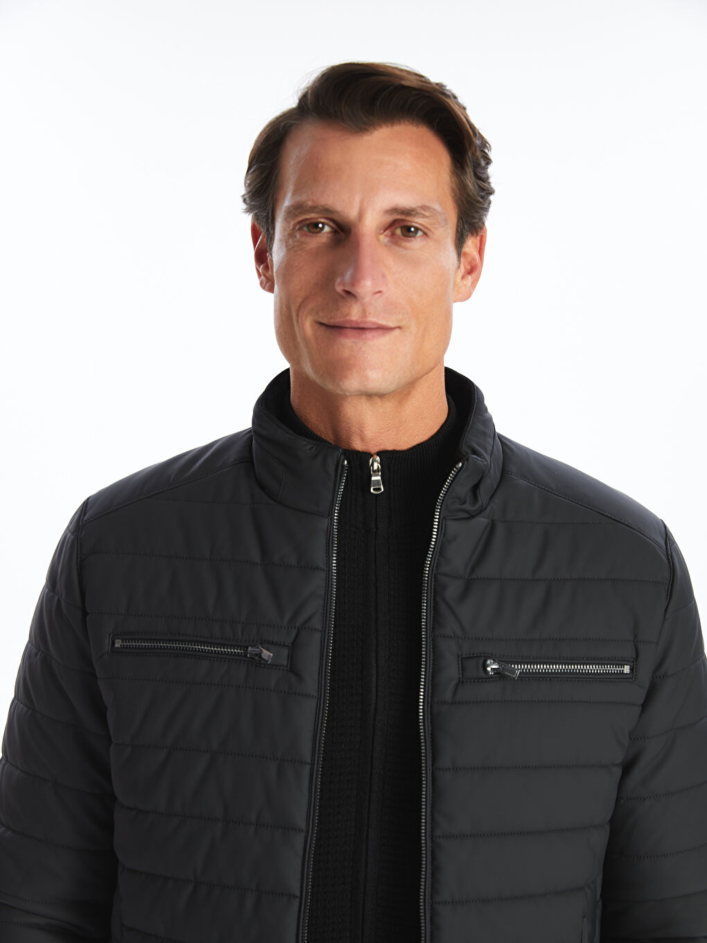 بالطو جلد صناعي بياقة قميص عادي للرجال-2