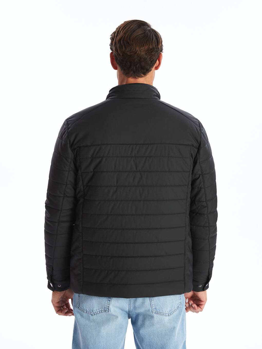 بالطو جلد صناعي بياقة قميص عادي للرجال-5