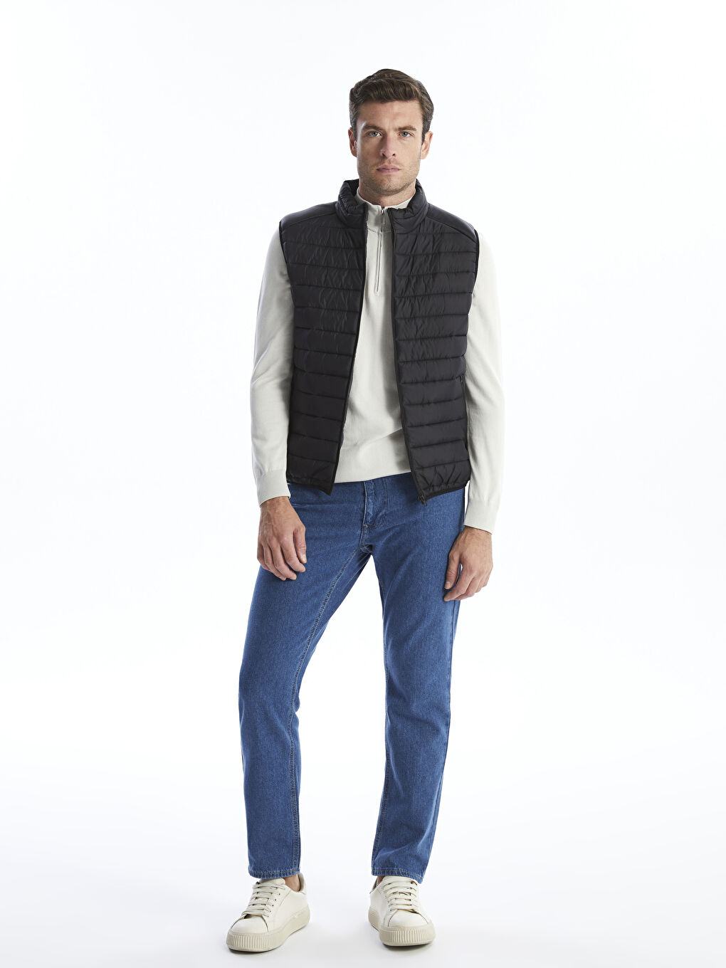 Gilet Doudoune à Col Cheminée pour Hommes Coupe Standard-1