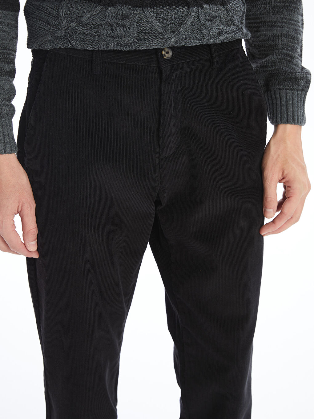 Брюки чино из бархата свободного кроя для мужчин-2