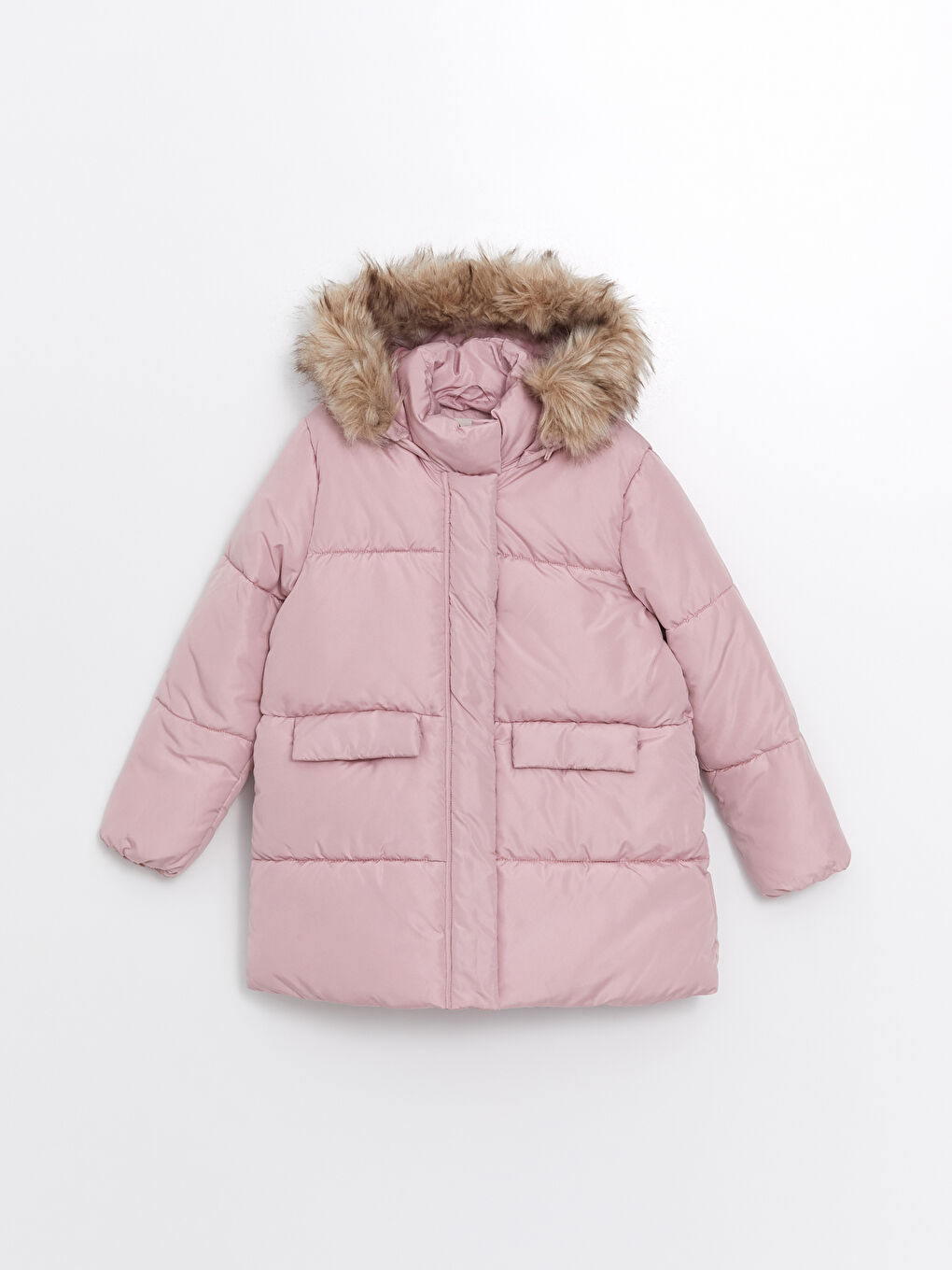 LCW Kids Pembe Kapüşonlu Kız Çocuk Mont