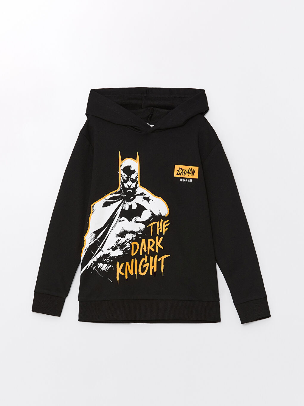 LCW Kids Siyah Kapüşonlu Batman Baskılı Uzun Kollu Erkek Çocuk Sweatshirt