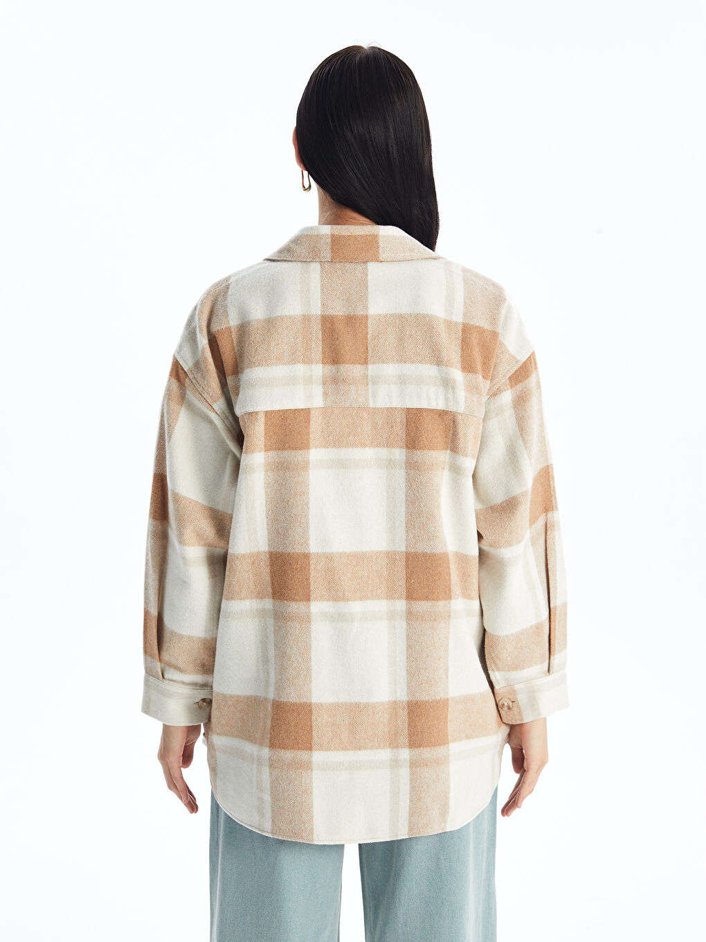 LCW Modest Plaid Oversize Women's Flannel Shirt Jacket -W43298Z8-LKQ