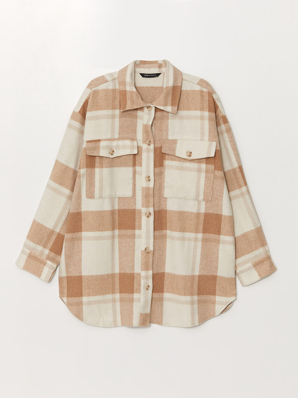 LCW Modest Plaid Oversize Women's Flannel Shirt Jacket -W43298Z8-LKQ