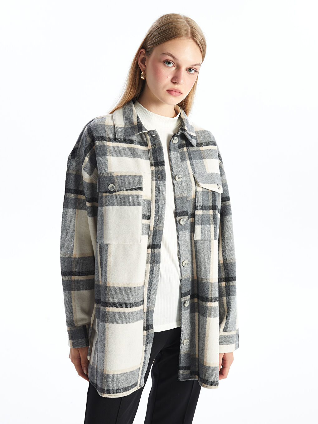 Plaid Oversize Women's Flannel Shirt Jacket