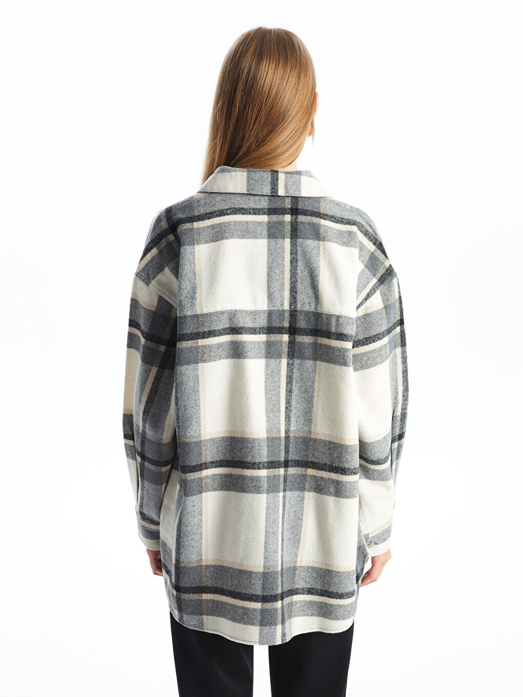 Plaid Oversize Women's Flannel Shirt Jacket-3