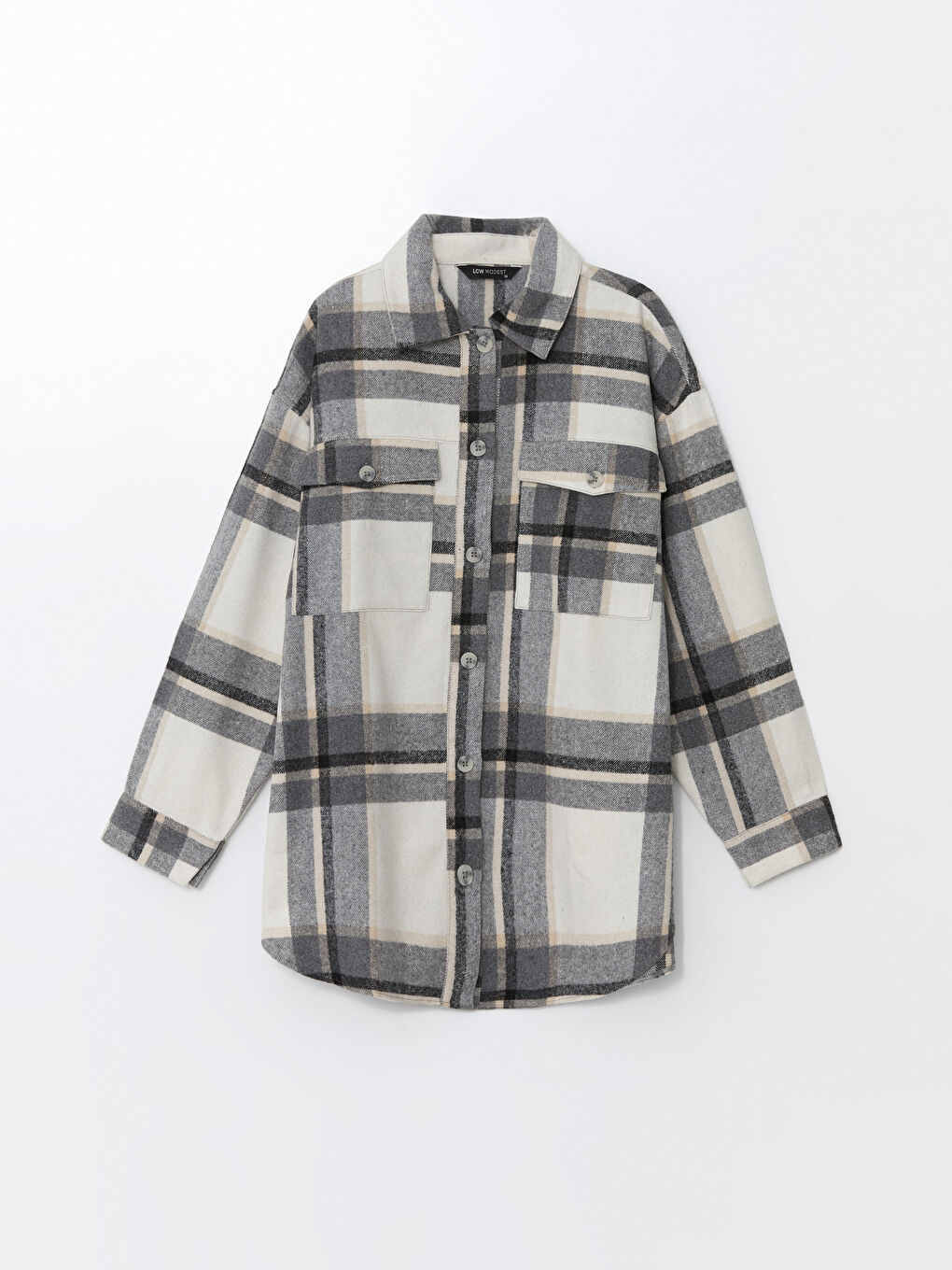 Plaid Oversize Women's Flannel Shirt Jacket-5