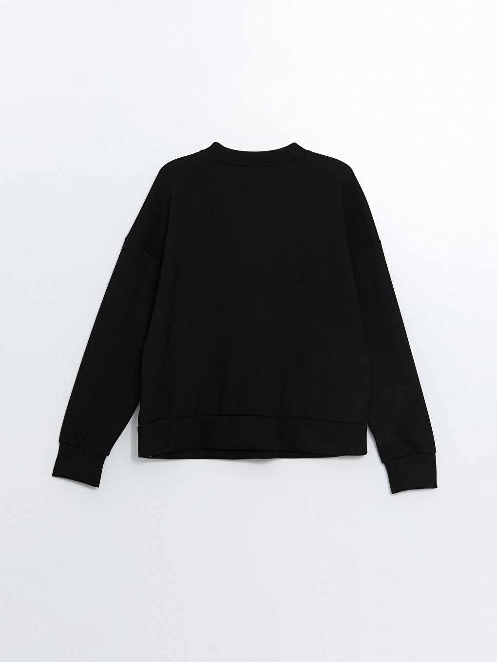 LCW Vision Siyah Bisiklet Yaka Düz Oversize Kadın Sweatshirt - 5