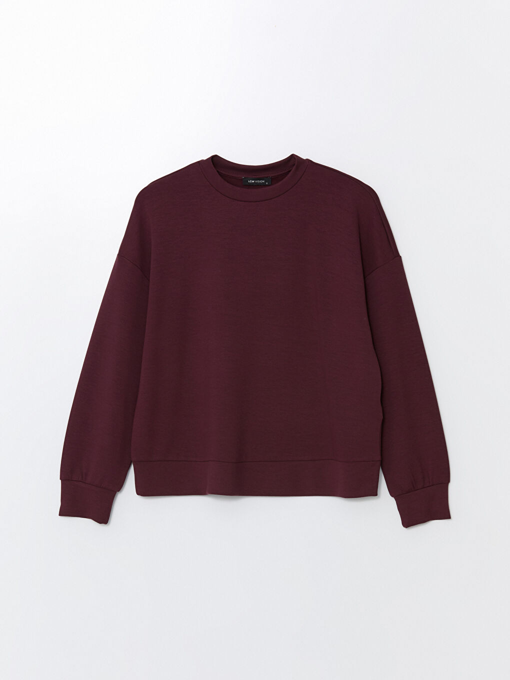 LCW Vision Mürdüm Bisiklet Yaka Düz Oversize Kadın Sweatshirt - 4