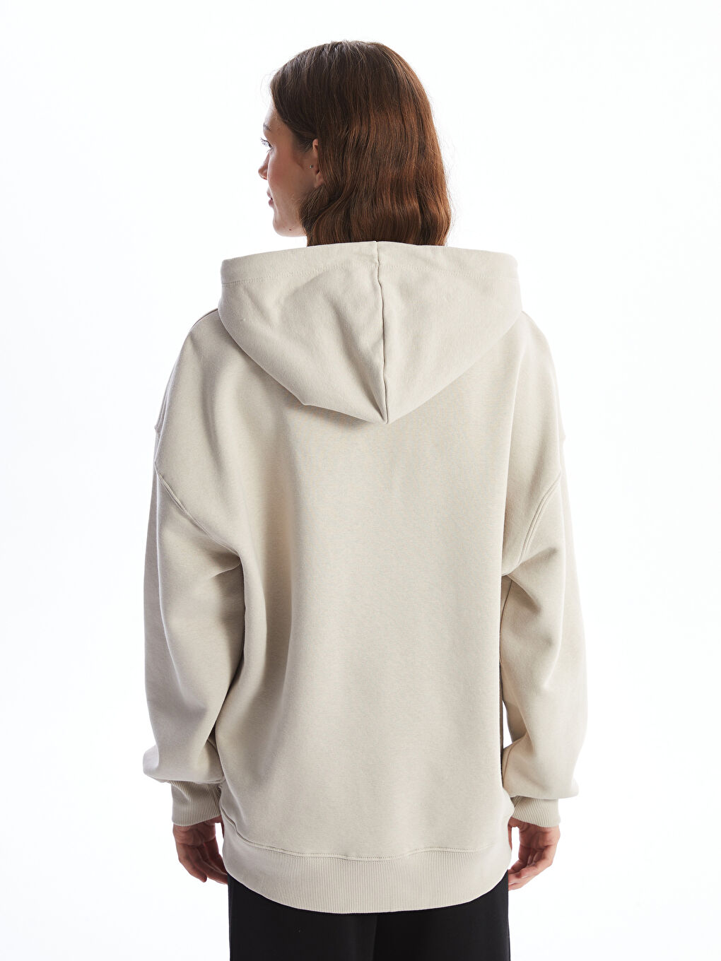 LCW Vision Açık Gri Düz Oversize Kadın Kalın Hoodie - 3