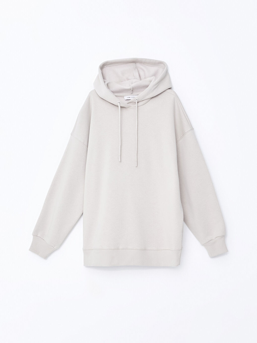 LCW Vision Açık Gri Düz Oversize Kadın Kalın Hoodie - 4