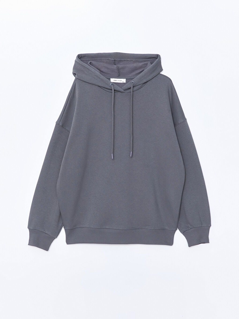 LCW Vision Koyu Gri Düz Oversize Kadın Kalın Hoodie - 4