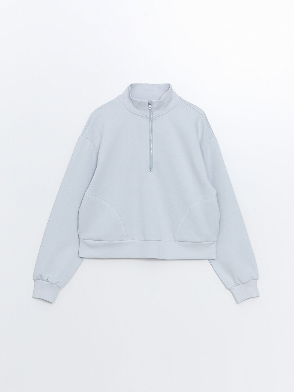 LCW Vision Mat Mavi Dik Yaka Oversize Kadın Sweatshirt - 4