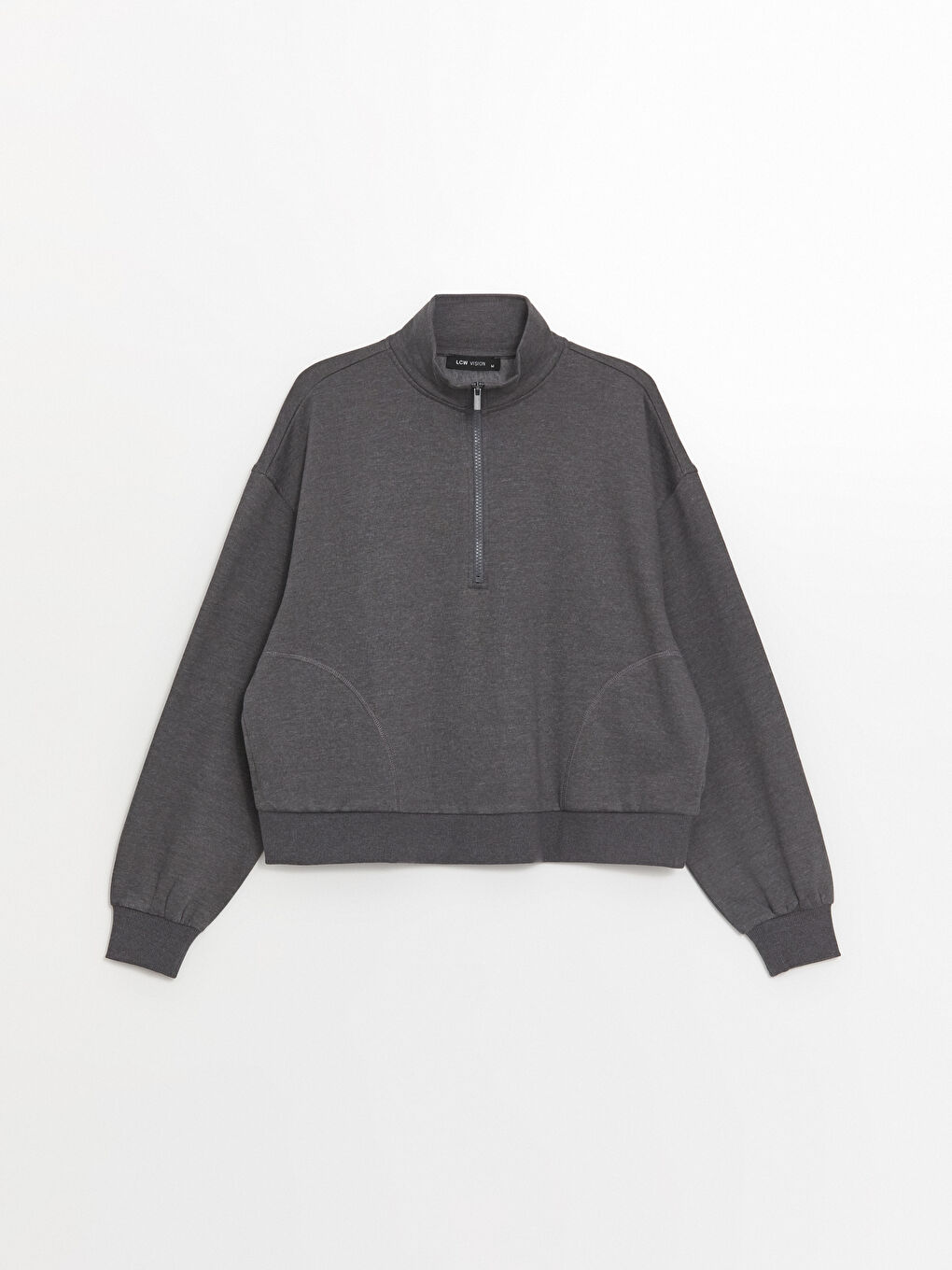 LCW Vision Antrasit Dik Yaka Oversize Kadın Kalın Sweatshirt - 7