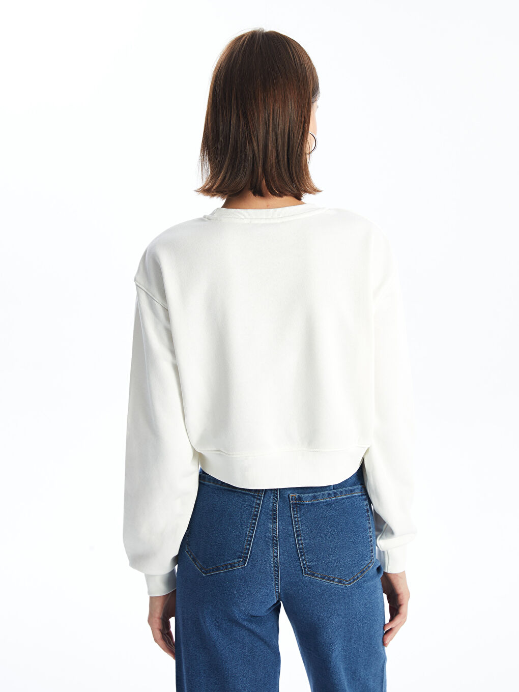 LCW Vision Rundhalsausschnitt Crop Dickes Sweatshirt für Damen -W43339Z8-FE8