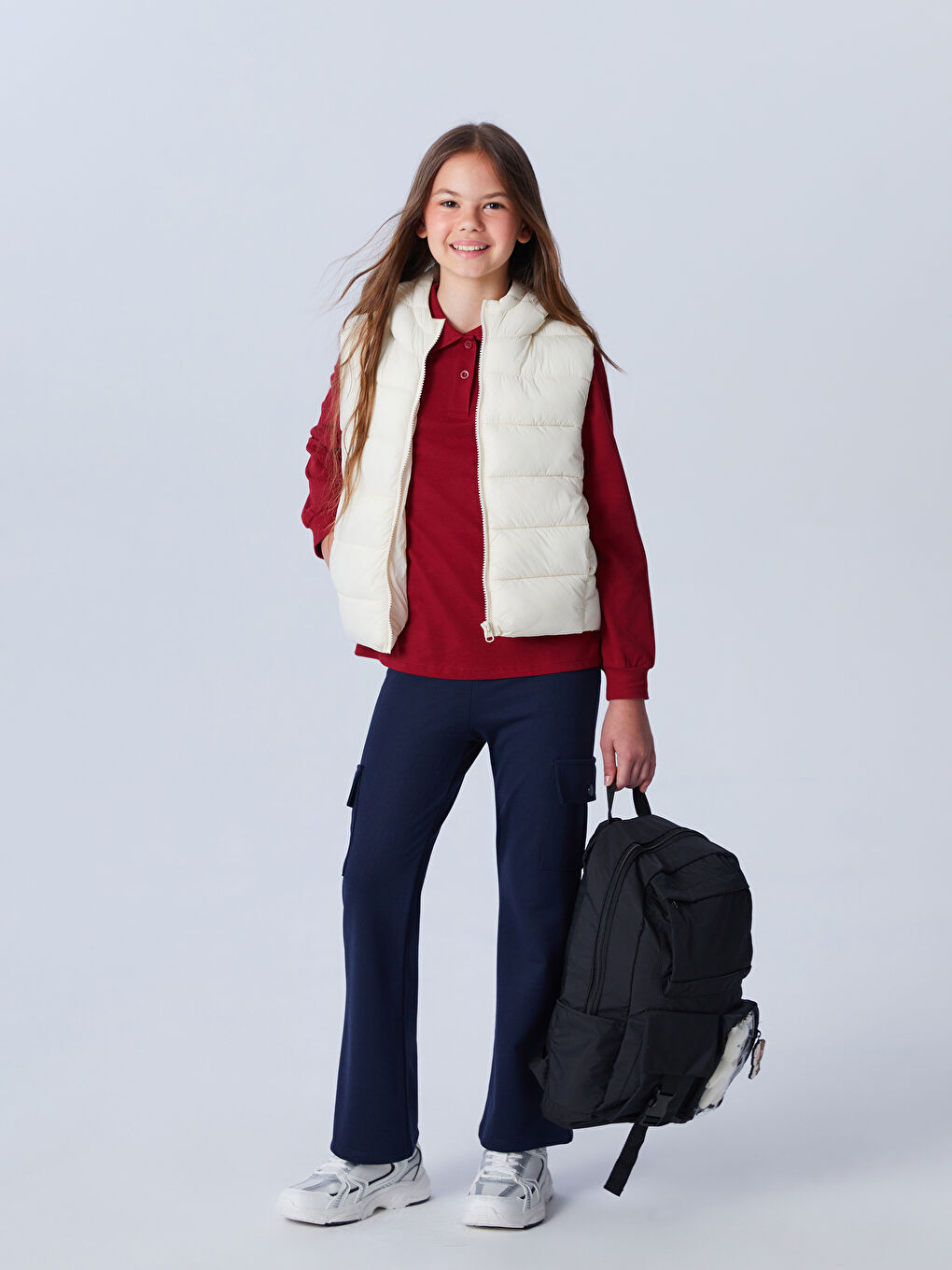 LCW Kids Girls' Cargo Sweatpants with Elastic Waist -W43358Z4-HRC