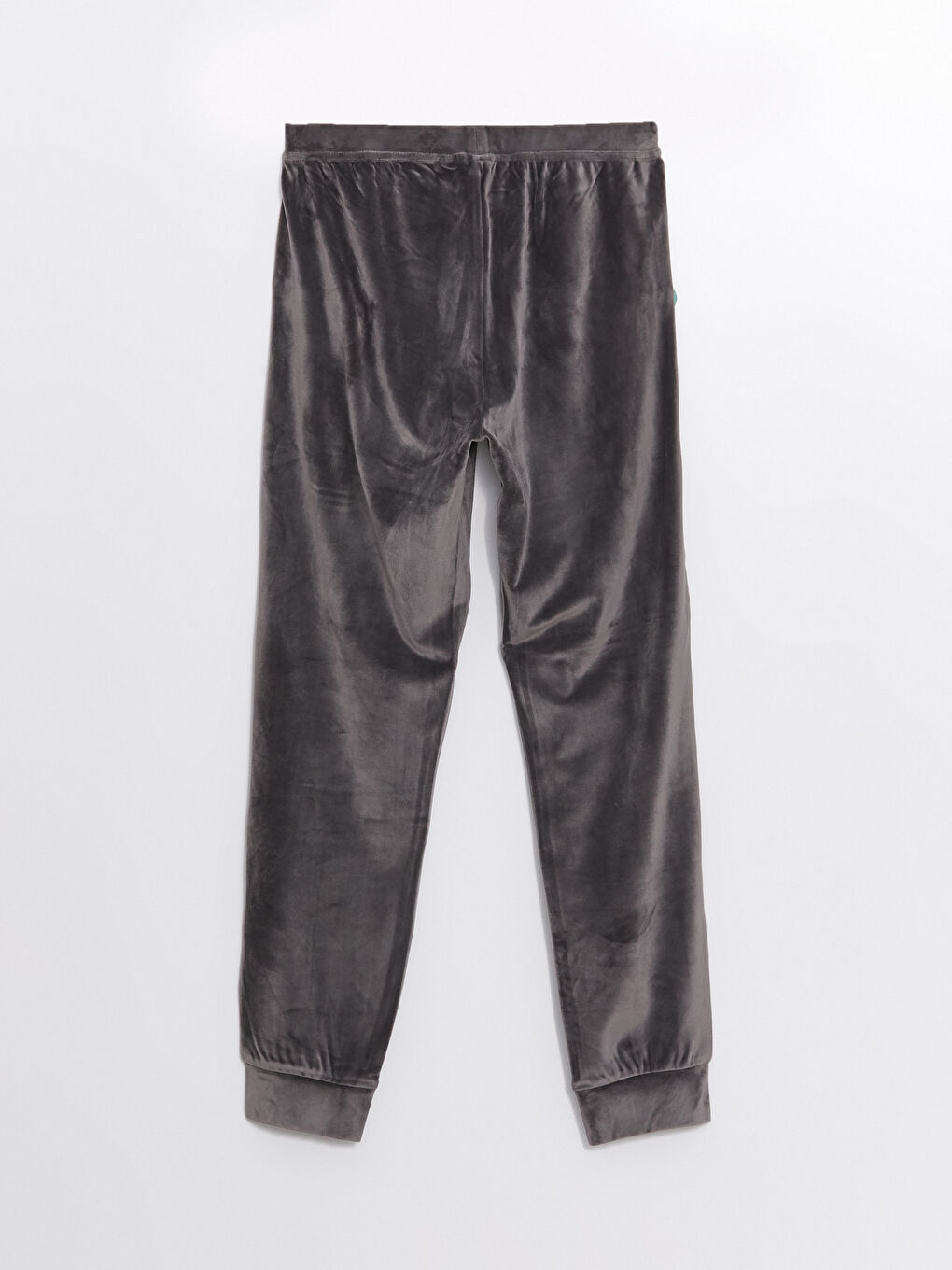 Gri Beli Lastikli Kadife Kadın Jogger Pijama Altı-1