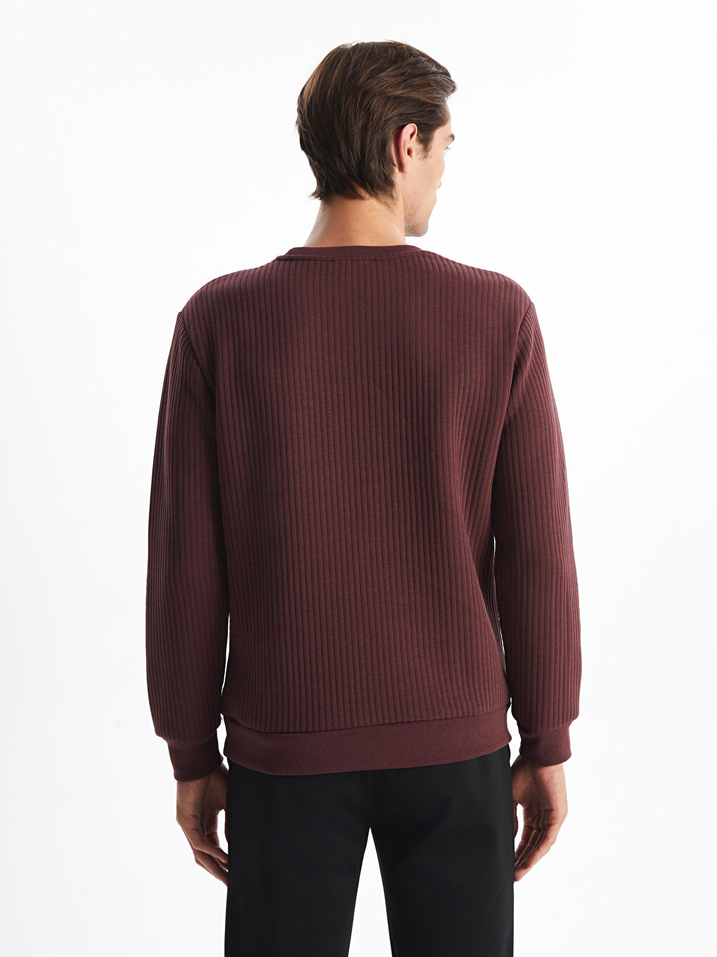 LCW Vision Bordo Bisiklet Yaka Uzun Kollu Erkek Dokulu Sweatshirt - 3