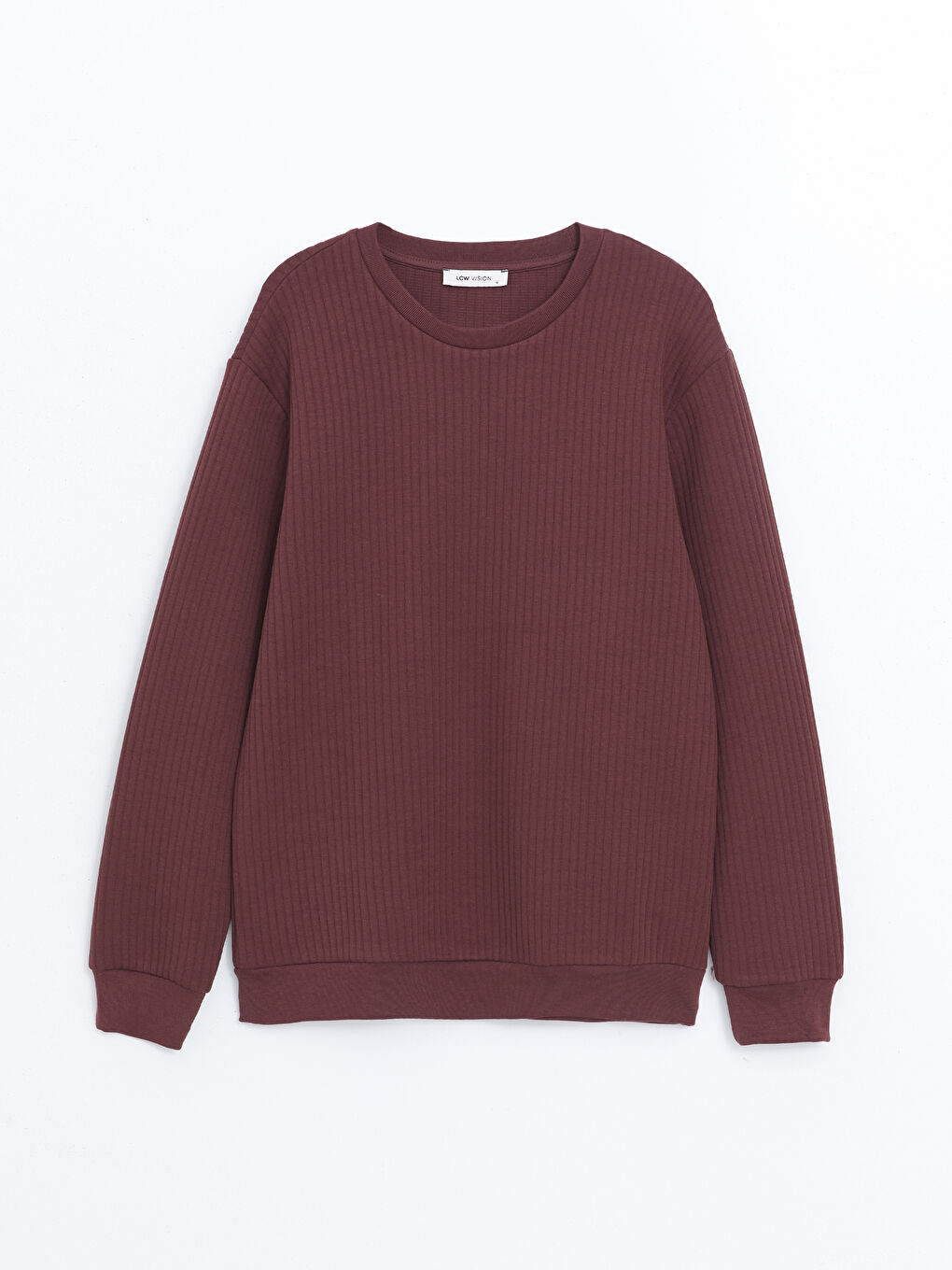 LCW Vision Bordo Bisiklet Yaka Uzun Kollu Erkek Dokulu Sweatshirt - 4