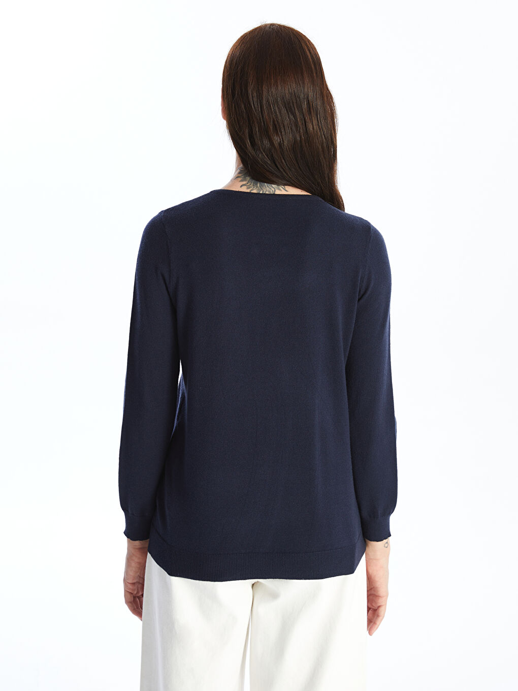 LCW Grace Rundhalsausschnitt Schlicht Langarm Damen Strickpullover -W43513Z8-HRC