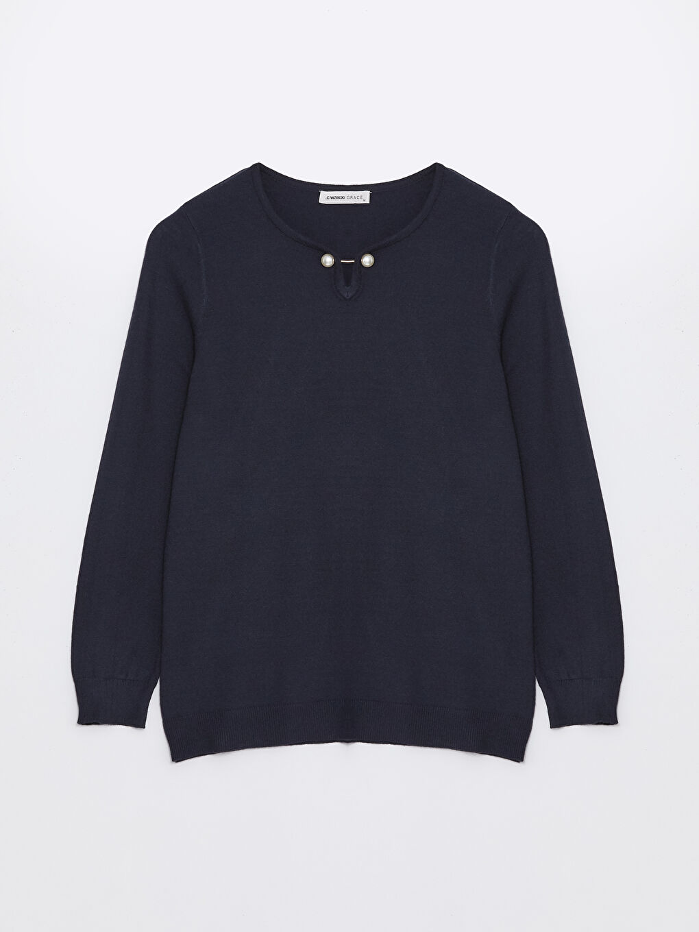 LCW Grace Rundhalsausschnitt Schlicht Langarm Damen Strickpullover -W43513Z8-HRC