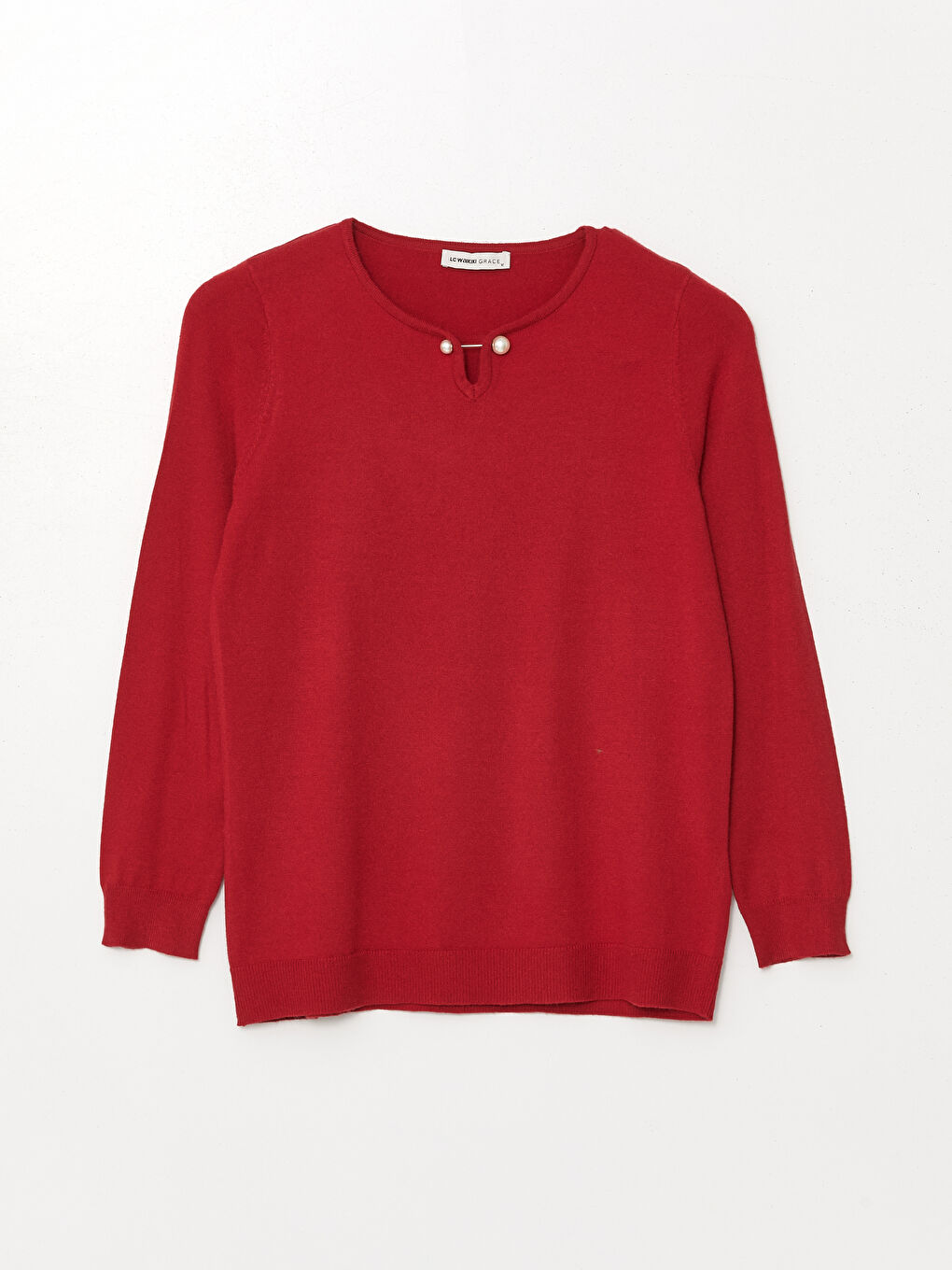 Crew Neck Plain Long Sleeve Women's Knitwear Sweater-4