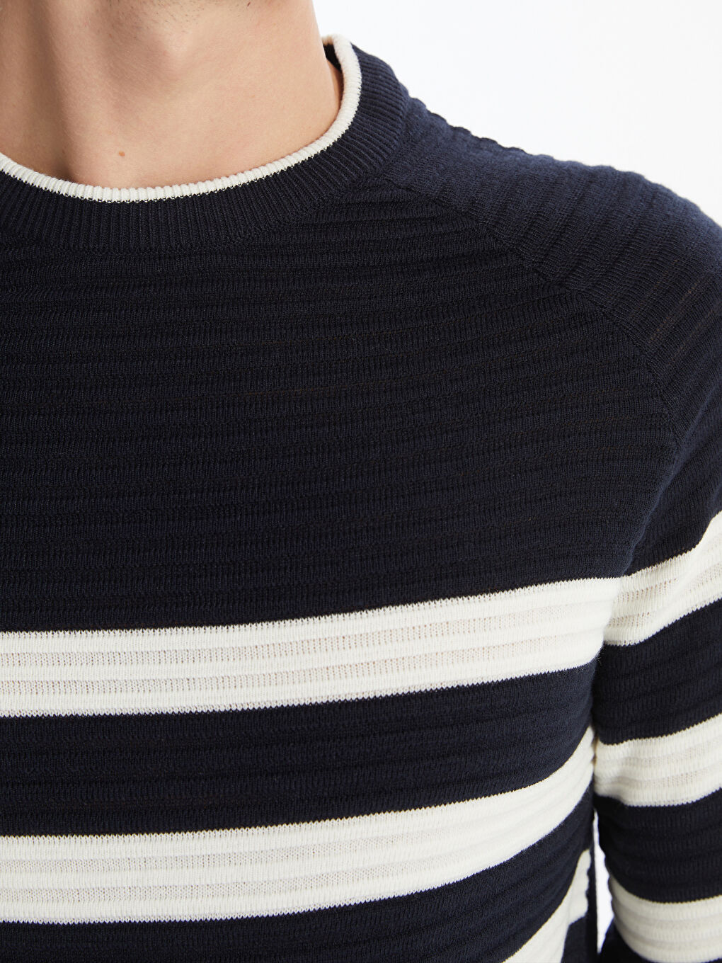 LCW Vision Crew Neck Long Sleeve Striped Men's Knitwear Sweater -W43517Z8-LGS