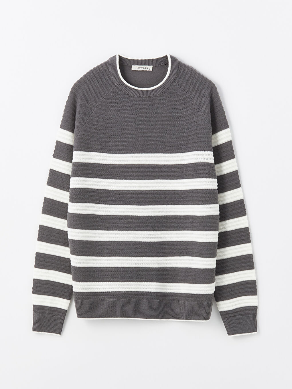 Светр трикотажний чоловічий зі смугастим принтом, довгий рукав, круглий виріз горловини-4