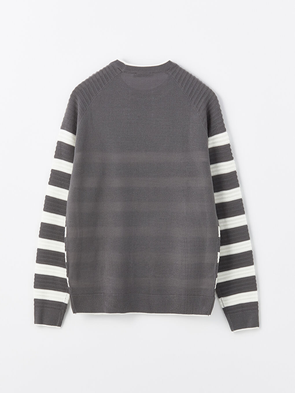 Светр трикотажний чоловічий зі смугастим принтом, довгий рукав, круглий виріз горловини-5